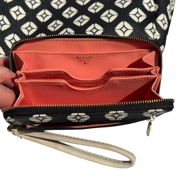 Fossil Sydney Geometric Diamond Shopper Tote Bag Purse & Matching Wallet - Picture 11 of 16